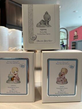 Precious Moments Blonde Porcelain Baby Figurines Bundle